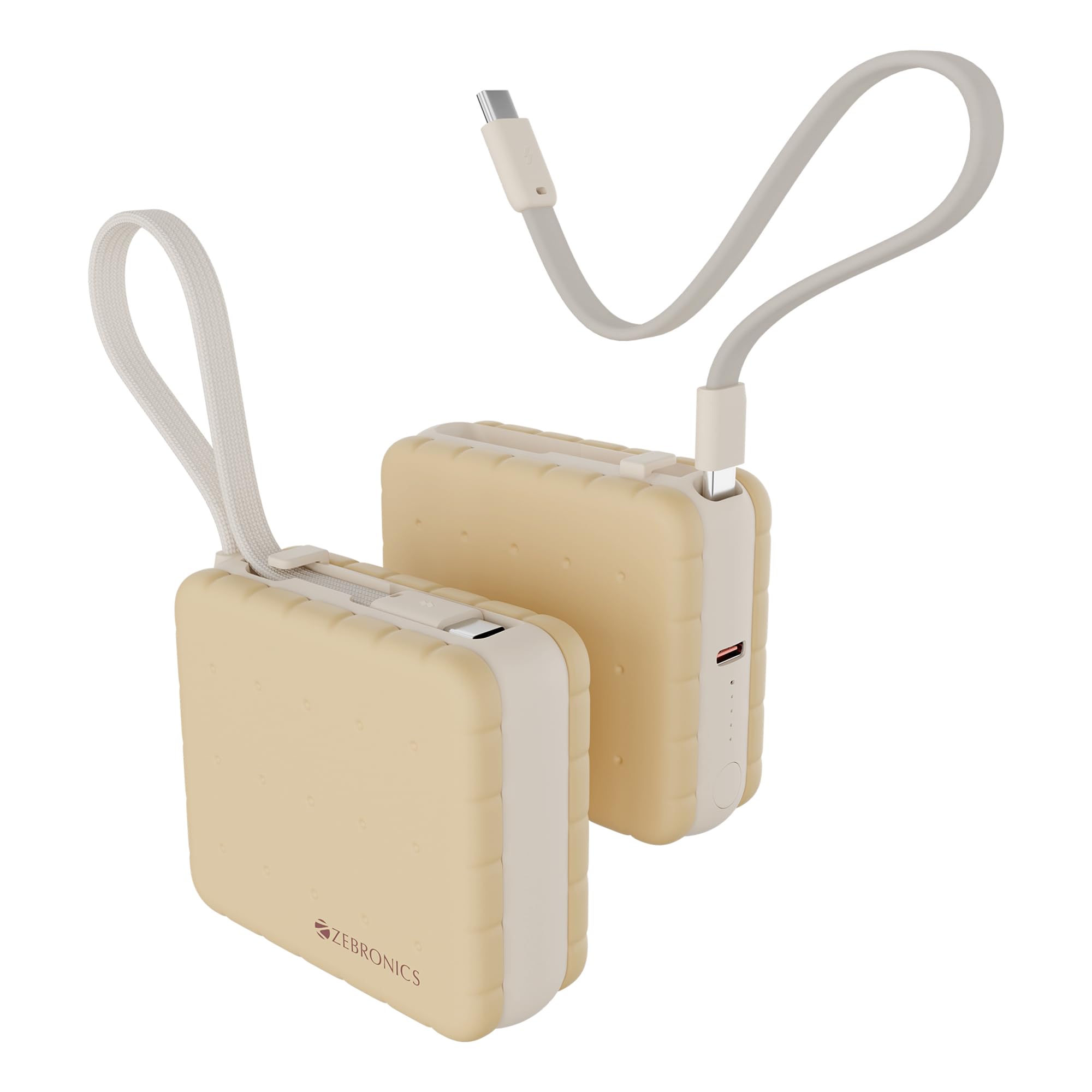 Zebronics 10000mAh Powerbank, 22.5W Rapid Charging, Type-C Input Output, Built-in Type-C Cable, PPS Support, LED Indicator, Multi Protection, Carry Loop, iPhone & Android (EnergiTank 10R3, Beige)-image-48