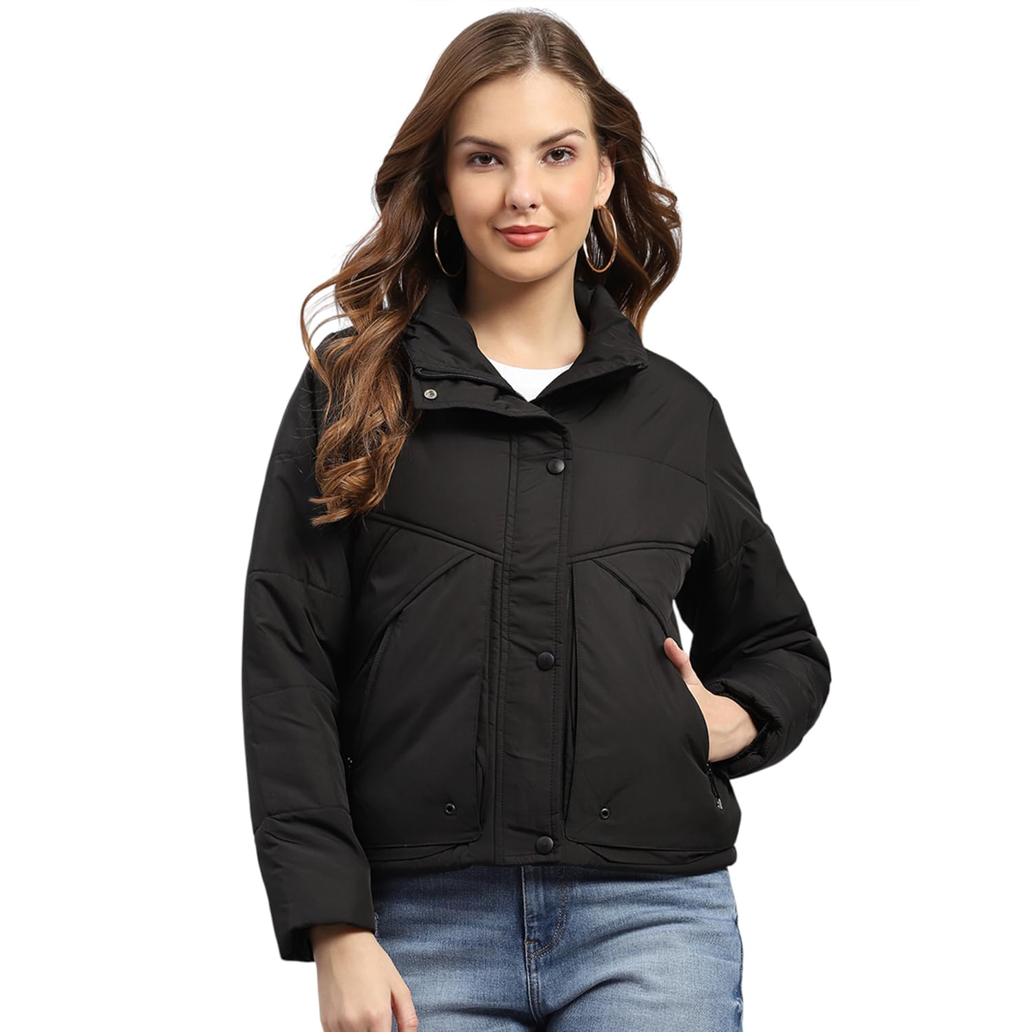 Womens Baggy Fit Solid Zipper Full Sleeve Winter Jacket | Women Winter Jacket | Stylish Zipper Jacket | Casual Winter Wear For Women's (Pack Of 1)