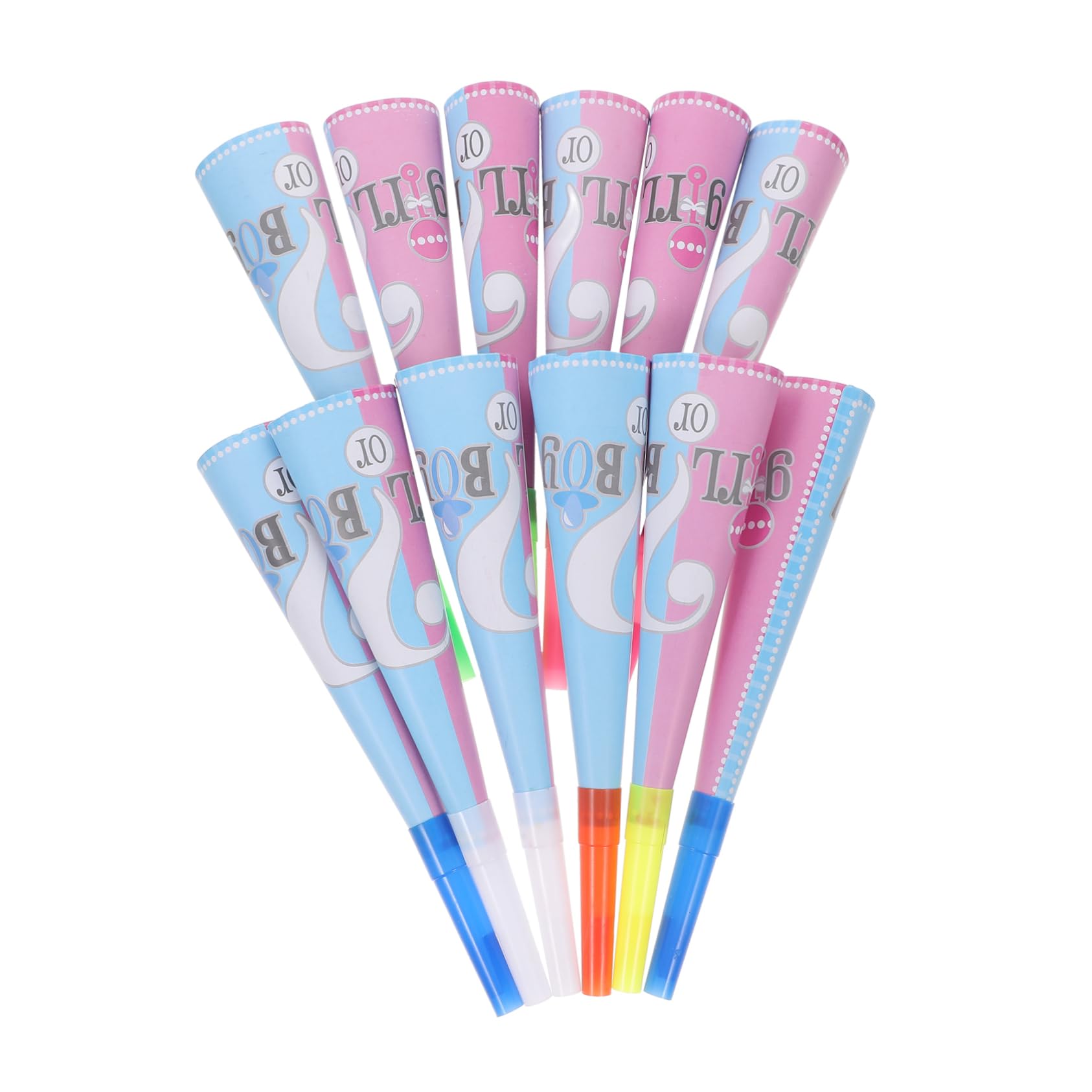 PRETYZOOM Gender Reveal Party Supplies 12pcs Horns Mini Megaphones Trumpet Toys for Boys Girls Random Color
