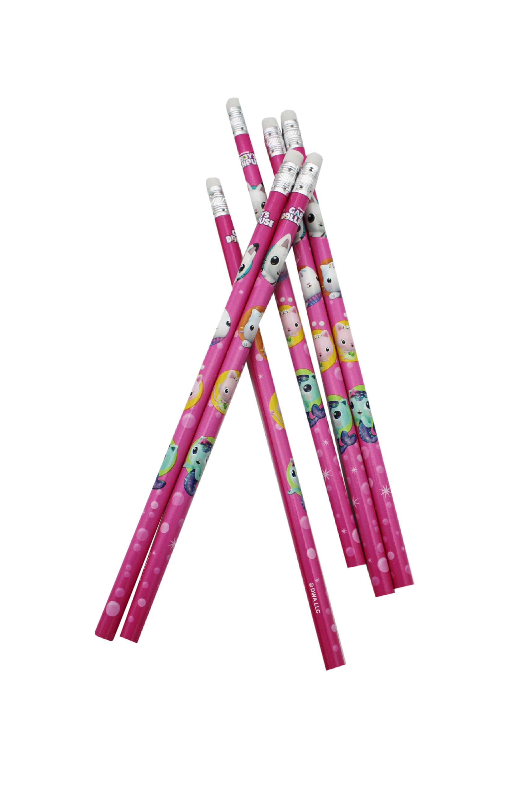 CYPBRANDS Lot De 6 Crayons Gabby – Avec Gomme – Personnages De Gabby's Dollhouse – Fournitures Scolaires