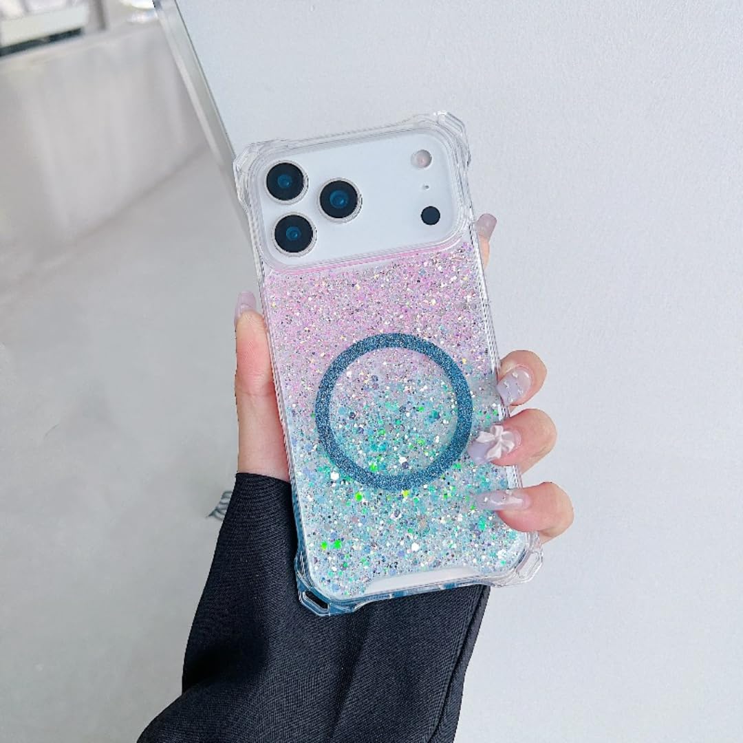 Coque antichoc pour iPhone 15 Pro magnétique dégradé rose