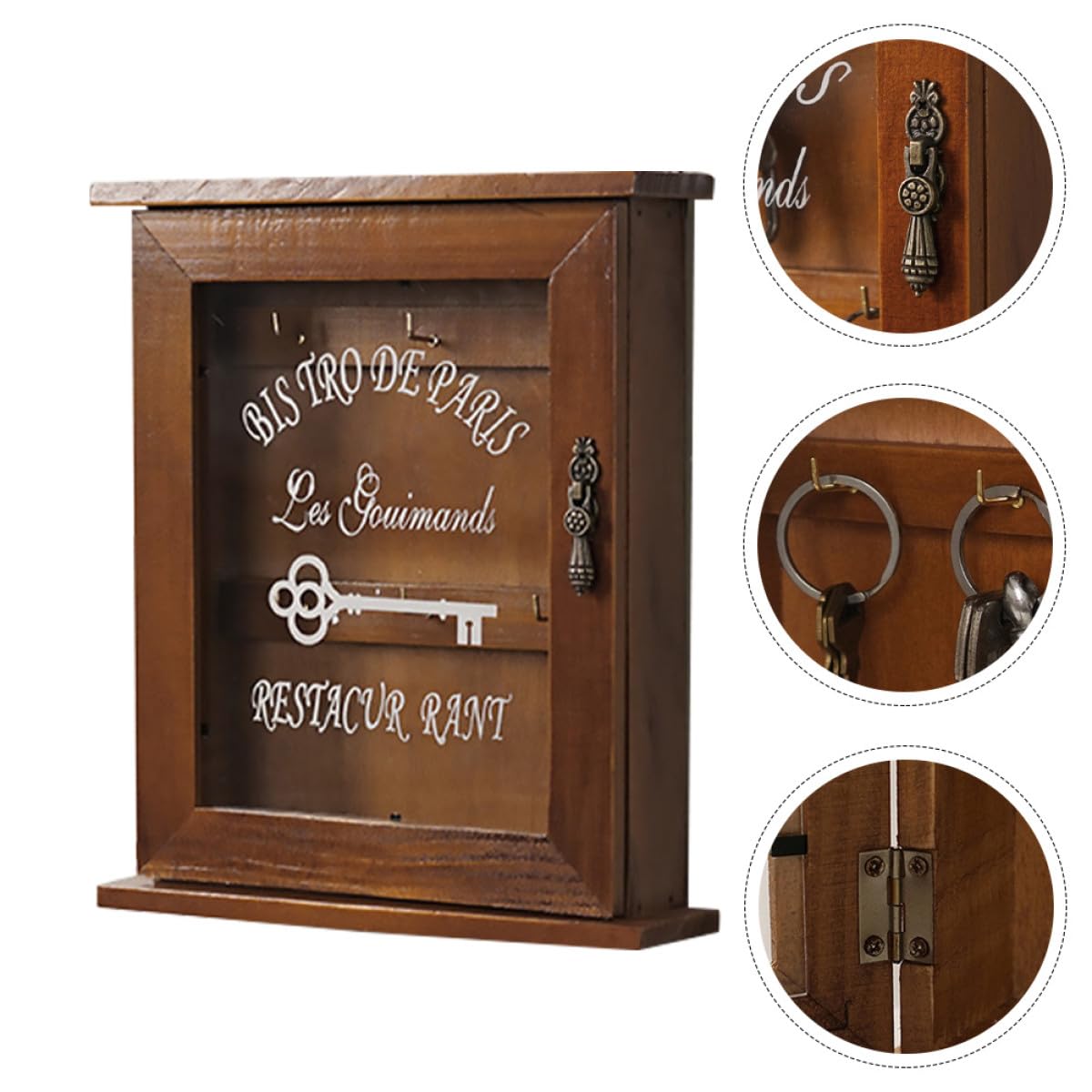 Armadietto Portachiavi in Legno da Parete, Cassetta Portachiavi Sospesa per Corridoio e Soggiorno, Supporto Chiavi Multifunzionale Resistente e Decorazione Murale Pratica