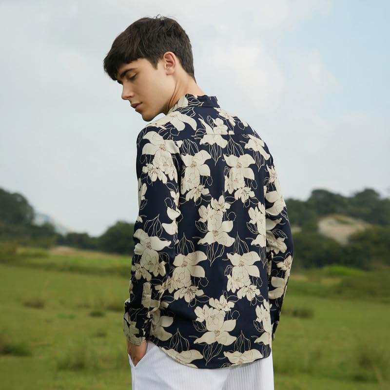 Image of CAHOOT Men's Shirt for Casual Wear | Spread Collar | Long Cuffed Sleeves | Button Closure | Shirt Crafted with Comfort Fit for Everyday Wear