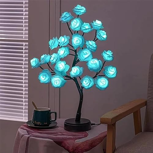 Annrad Lámpara de mesa de árbol de rosas con luz nocturna con luz LED de colores, funciona con USB, árbol iluminado, regalo para el día de San