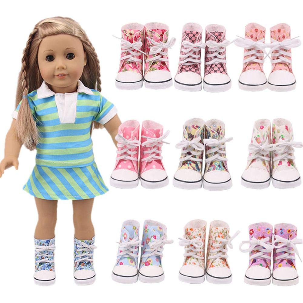 Baskets Pour Poupée American Girl 18 Pouces - Motif étoiles, Décontractées, Tissu De Qualité - 7