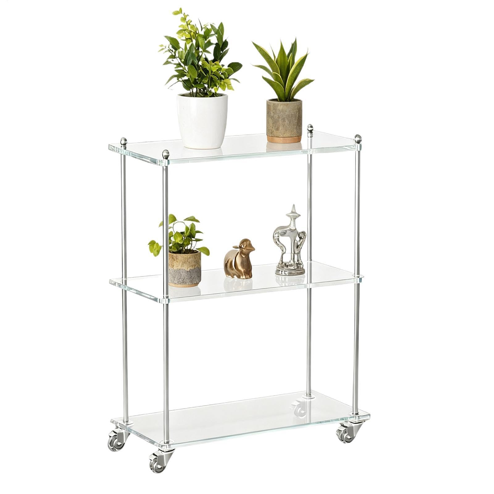 de Acrílico con Ruedas Carrito De Servir De 3 Niveles | Rodante Almacenamiento para Bar para Hogar Cocina Baño Comedor Oficina Boda Hotel Restaurante Escuela Propietarios