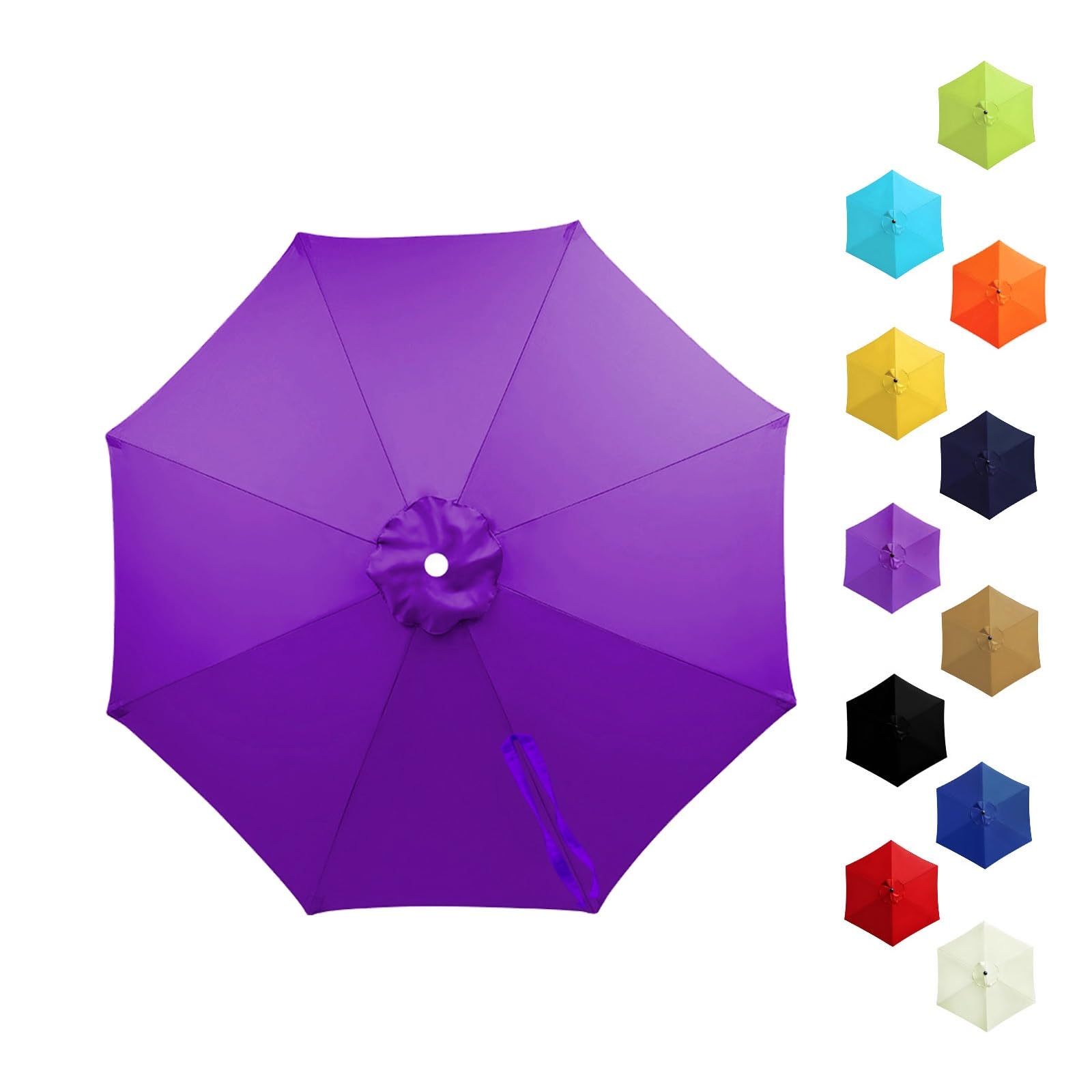 Garden Replacement Parasol Canopy 6/8 Ribs, 2.0m 2.15m 2.30m 2.5m 2.7m 3.0m 3.5m Anti-UV Patio Umbrella Replacement Canvas, Waterproof Parasol Fabric Cover for Market(Purple,2.5m/6 Arms)