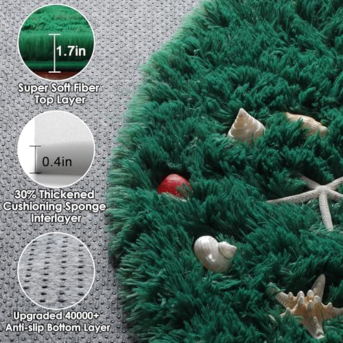 Alfombra redonda verde oscuro para rincón de juegos y cuarto de bebés 3