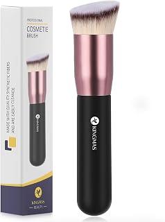 KINGMAS Angled Kabuki Foundation Brush - Soft Synthetic Bristles for Flawless Liquid, Cream, Powder Makeup Blending & Buffing - Black