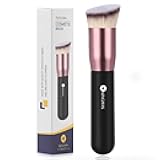 KINGMAS Angled Top Foundation Brush, Premium Kabuki Makeup Brush for Liquid, Blending, Cream, Powder,Blush Buffing Stippling Face Makeup Tools Black