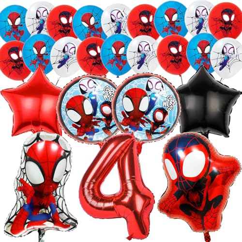 MODEQQ 25 Piezas Spiderm Globos 4 Años Niño Niña, Spiderm Globos de Cumpleaños, Globos Decoracion Cumpleaños, Globos Decoracion para Fiesta de Cumpleaños Niños (4)