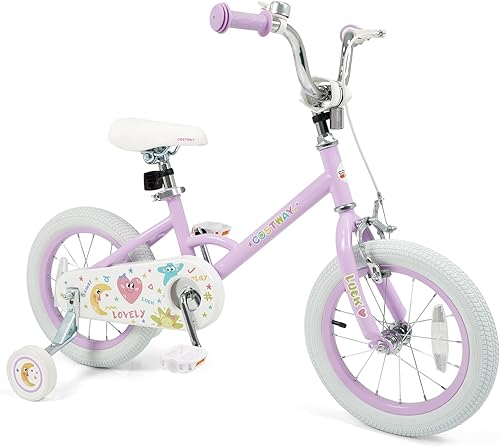 Miniatura 15 de COSTWAY Bicicleta infantil para niñas y niños de 3 a 8 años, bicicleta para niñas de 12, 14, 16 y 18 pulgadas, bicicleta para niños con ruedas de