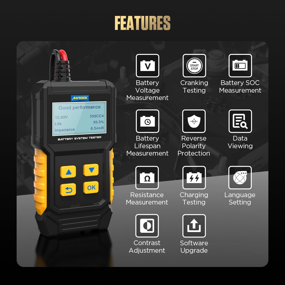 EVAP Smoke Machine Automotive Leak Detector,12V Car Battery Tester，20-2000 CCA Load Tester Automotive