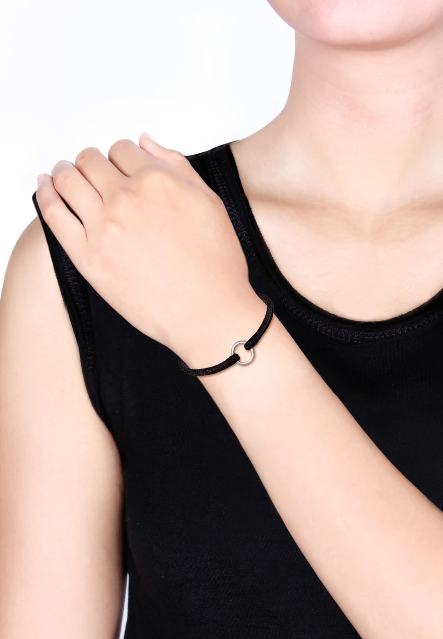 Elli Armband Kreis Geo Velour Leder Optik Trend 925 Silber