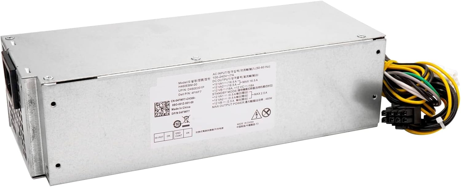 Power Supply Replacement for H460EBM-00 04FWF7 4FWF7 Compatible with DELL Optiplex 5060 7060 7070 G5-5090 460W