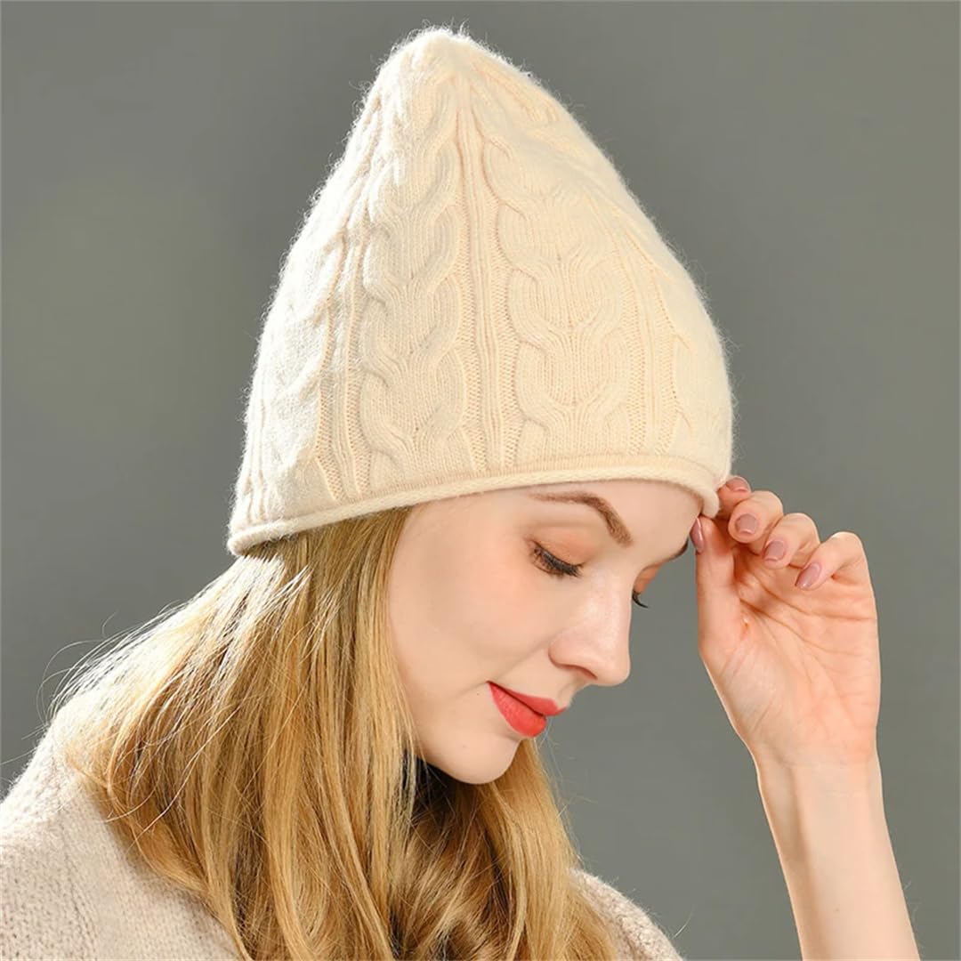Gorros Para Mujer, Gorro De Invierno Cálido De Doble Capa, Mezcla De Lana, Gorros Tejidos, Gorro Con Patrón Torcido