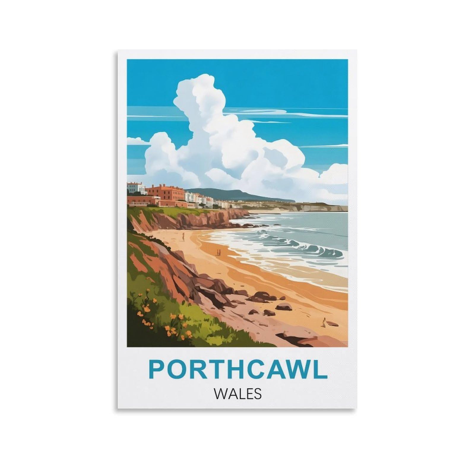 EZMLFA Diamond Painting Kits for Adults,Porthcawl Bay Wales 5D Diamond Painting Kit for Adults Beginners, DIY Full Round Drill Gem Art Kits for Home 40x40cm