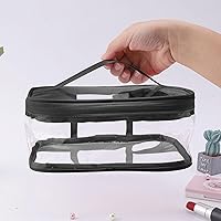 Vista 7 de Black Transparent Cosmetic Bag Waterproof Handbag Portable Travel Work Make Up Kit Double Zipper Storage Bag, 2 PCS