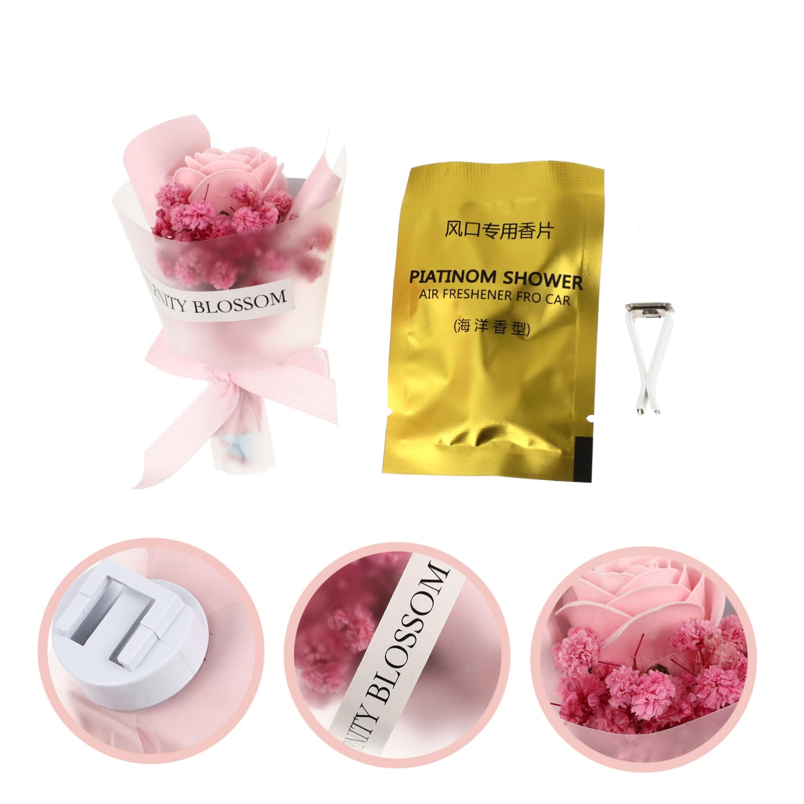 Gatuida 4pezzi Fiori Secchi Profumati Per Auto Clip Decorativa Per Bocchetta Aria Accessori Interni Stile Fresco Per Donne e Ambienti Vari