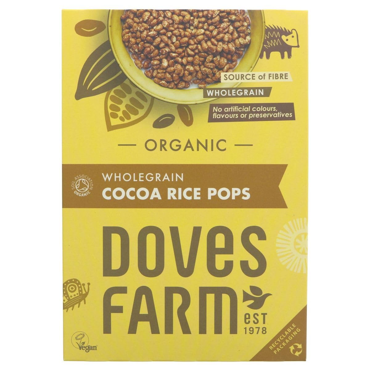 Doves Farm Organic Wholegrain Cocoa Rice Pops | 300g | Gluten-Free and Vegan Cereal with Real Cocoa | Perfect for a Satisfying Breakfast or Snack | Rich in Fiber, Iron for a Healthy Start to Your Day