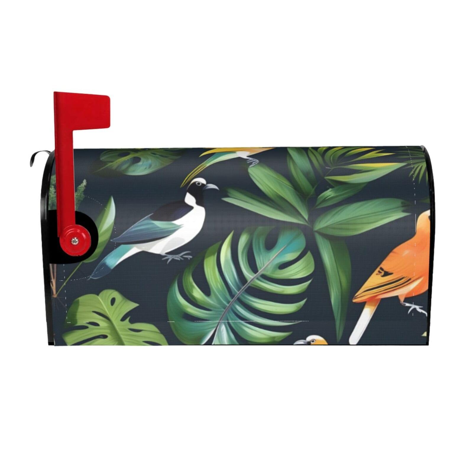 Tropical Birds Plant Leaf Print Mailbox Cover Wraps Post Letter Box Cover Decor For Outside Garden Yard Farmhouse Home