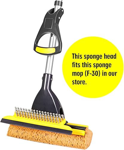 Miniatura 10 de Yocada Trapeador de esponja para uso comercial en el hogar azulejos para baño limpieza de garaje con escobilla y mango largo telescópico extensible