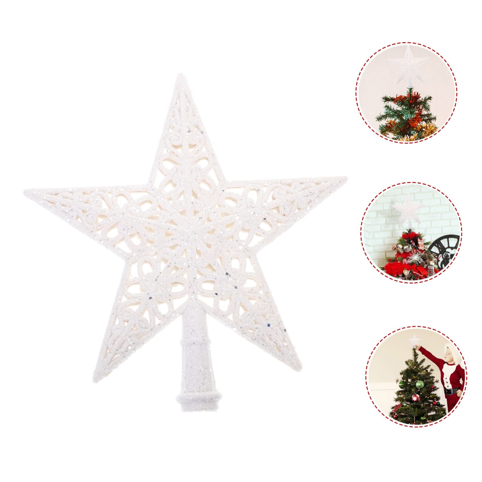 Zerodeko 5 Piezas De Base De Estrella para La Superior del Árbol De Navidad Adorno para El Árbol De Navidad con Purpurina Dorada Remates para El Árbol De Adornos para El