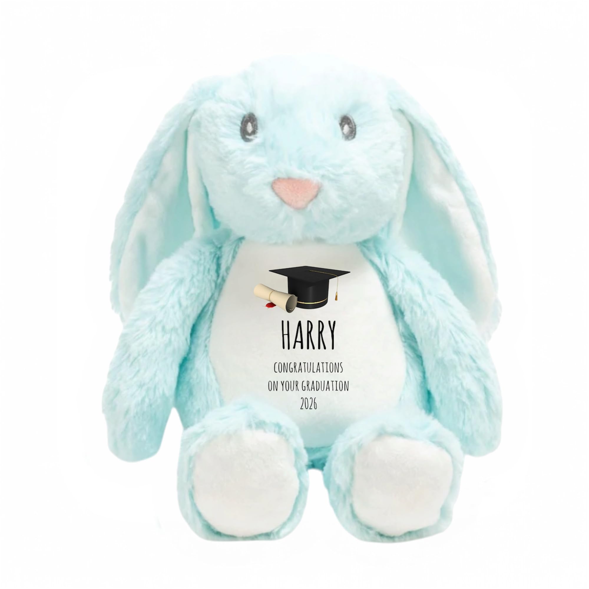 Ava Graceful Designs Personalised Graduation Bunny Rabbit Teddy | Graduate Soft Toy Gift | Leavers Present (Blue)