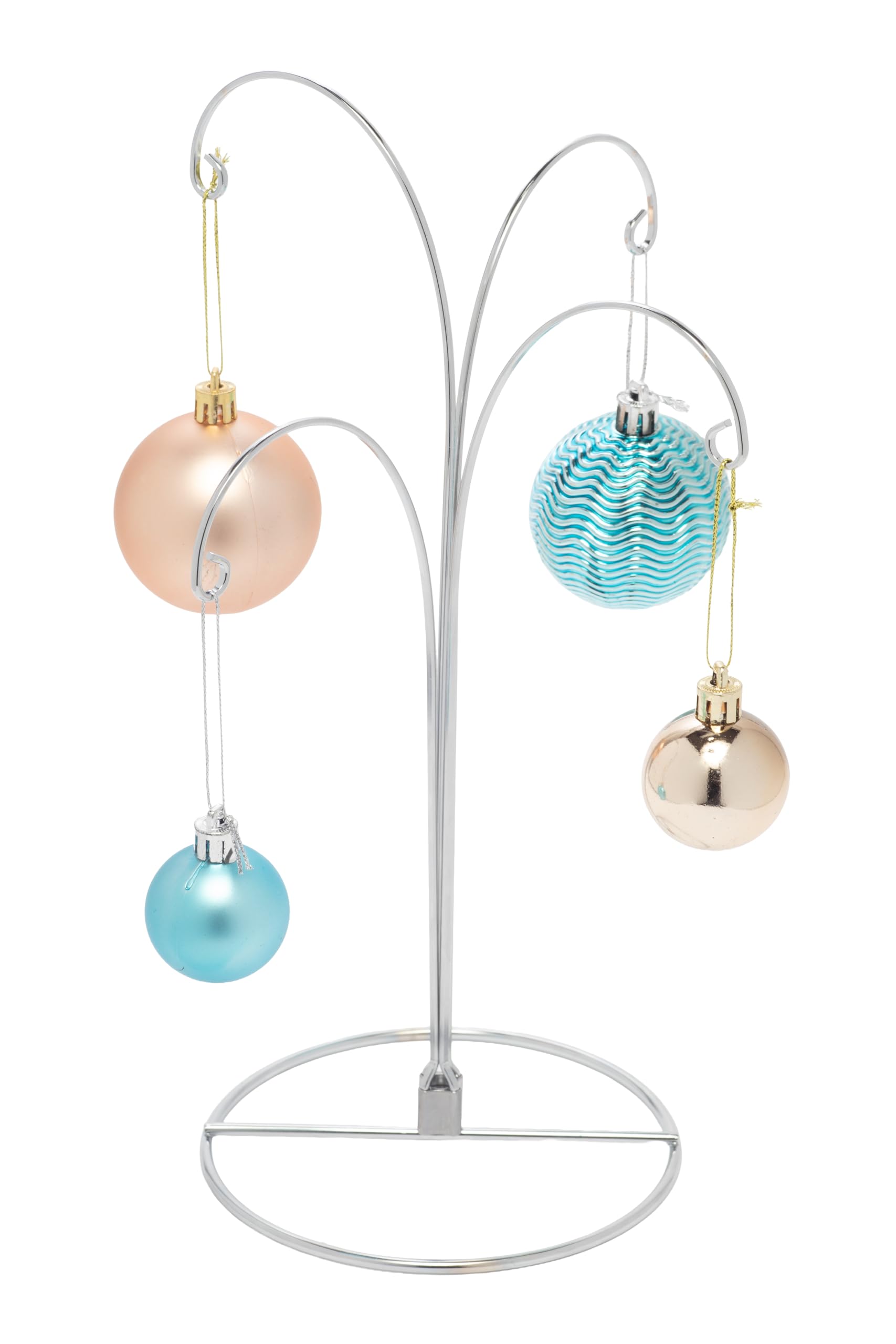 Creative Hobbies Silver 2 Pack Of Metal Ornament Display Stands – 12″ Tall With Four Hooks At Varying Heights For Christmas Ornaments And Keepsakes (Silver)