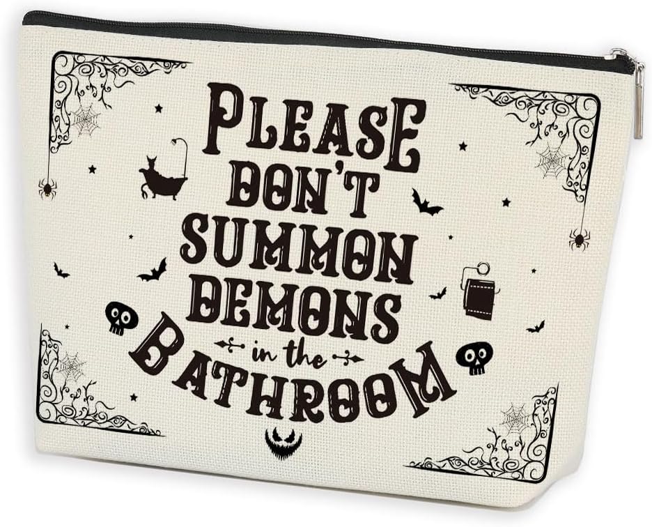 AOZHUO Funny Halloween Make Up Bag Witchy Gifts Halloween Party Favor Witchcraft Supplies Makeup Organizer Bag Cosmetic Bag Witch Stuff Travel Essentials Wicca Goth Birthday Gifts for Grandma BFF Her