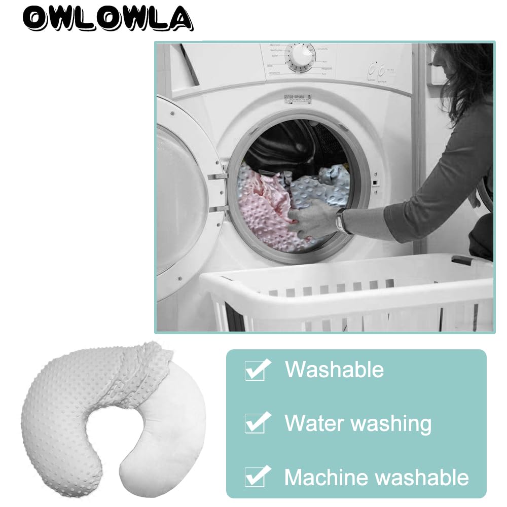 OWLOWLA Funda de almohada de lactancia Minky, funda de almohada de lactancia materna para almohada de lactancia para bebé niño niña (crema)