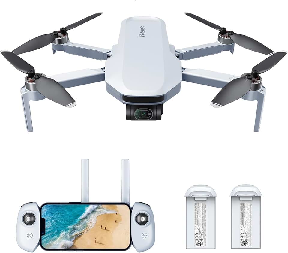 Potensic Atom 3-Axis Gimbal 4K Drone Com Câmera Para Adultos, Menos De 249G, 64 Minutos De Voo, Transmissão Máxima De 6 Km, Rastreamento Visual, Quickshots 4K/30 Fps, Kit De Expansão