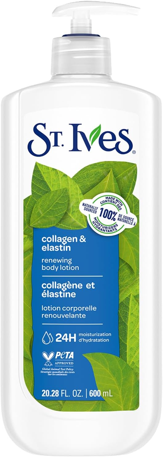 St. Ives Renewing Collagen Elastin Body Lotion with Soybean Oil for Smooth & Hydrated Skin| Moisturizing Lotion for Deeply Nourished Skin| Paraben-Free & Non-Greasy| Dermatologically Tested| 621ml