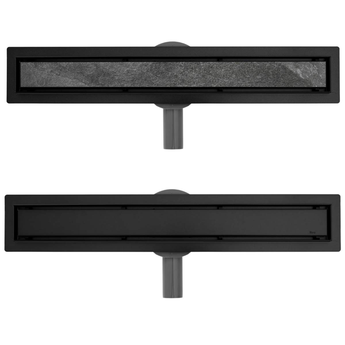 VBChome Caniveau de douche 90 cm - Noir - Siphon auto-nettoyant avec système anti-odeurs - Tailles 60 à 100 cm - Très plat - Kit complet de caniveau pour salle de bain