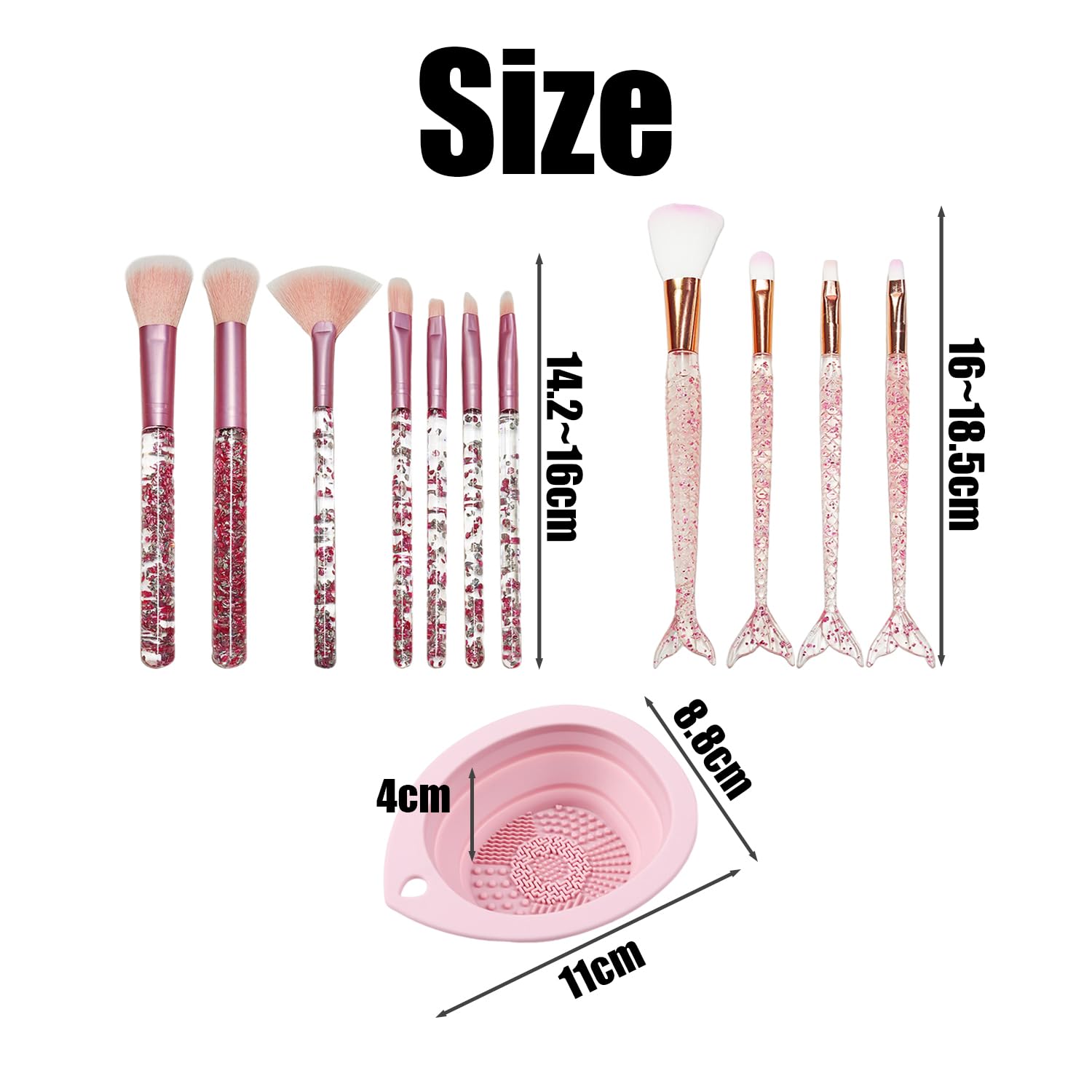 CYNOSURETECH 11pc Makeup Brush Set & 1pc Cleaning Bowl, Synthetic Bristles, Pink, for Foundation Blush, Eyeshadow - Image 2