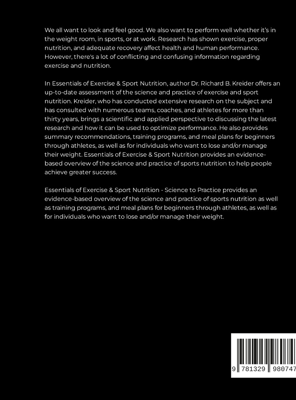 ESSENTIALS OF EXERCISE & SPORT NUTRITION: SCIENCE TO PRACTICE