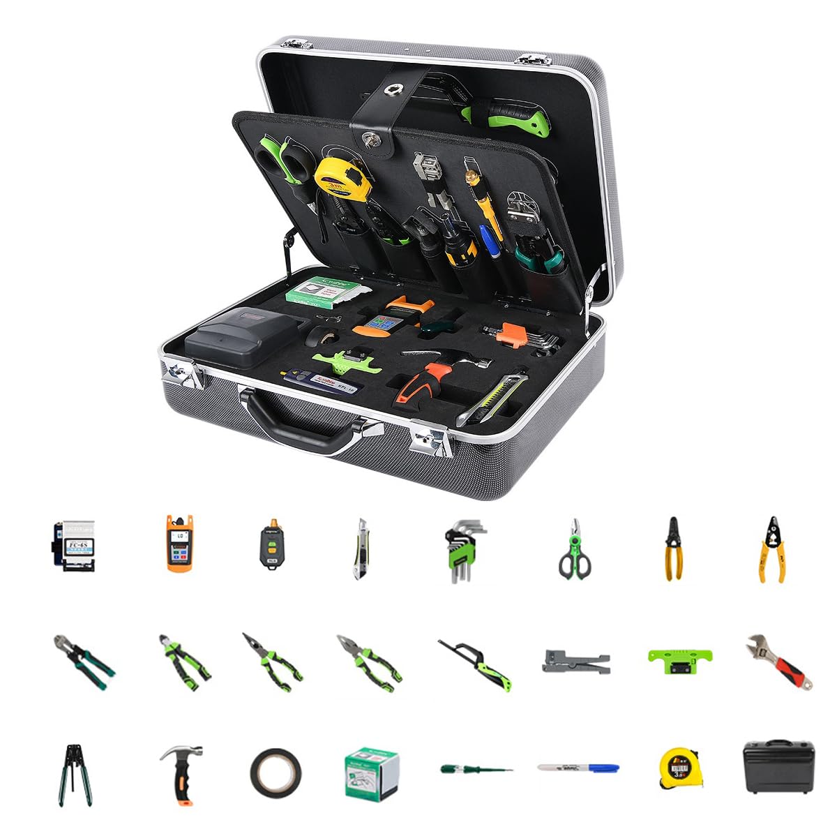 Generic FTTH Fiber Optic Tool Kit TFS-40D, FTTH Assembly/Termination/Installation Tool Kit with Fiber Cleaver, OPM, VFL