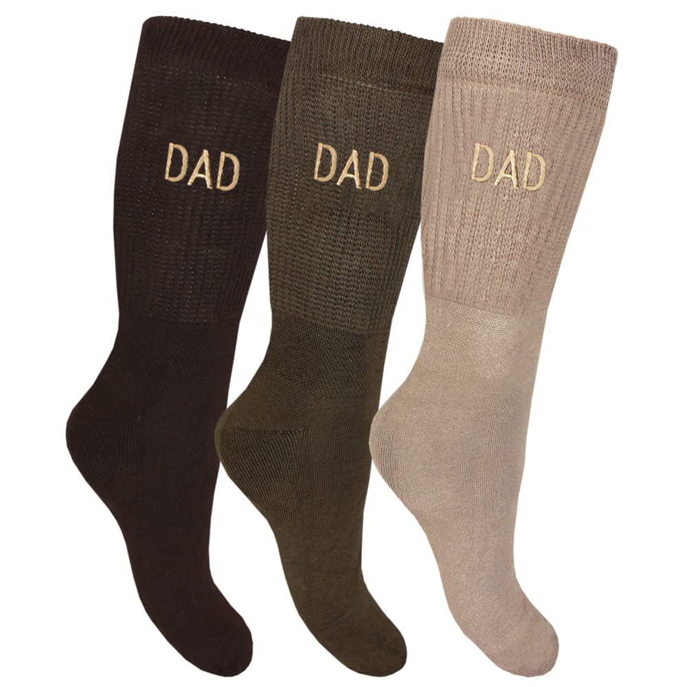 Teddyt's Men's Dad Personalised Extra Wide Comfort Fit Diabetic Embroidered Socks (3 Pair Pack) (As8, Numeric, Numeric_6, Numeric_11, Regular, Regular, )