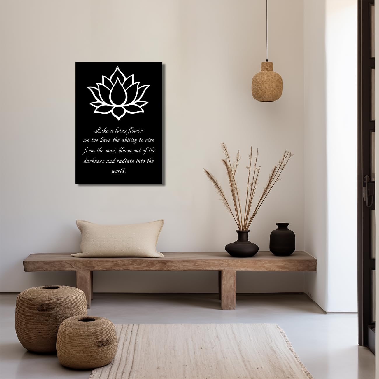 Cuadro Decorativo de Lienzo con diseño de Flor de Loto, Citas Inspiradoras, póster para SPA, láminas Decorativas para Yoga, meditación y Ambiente Espiritual (Flor de Loto-3, 50x75