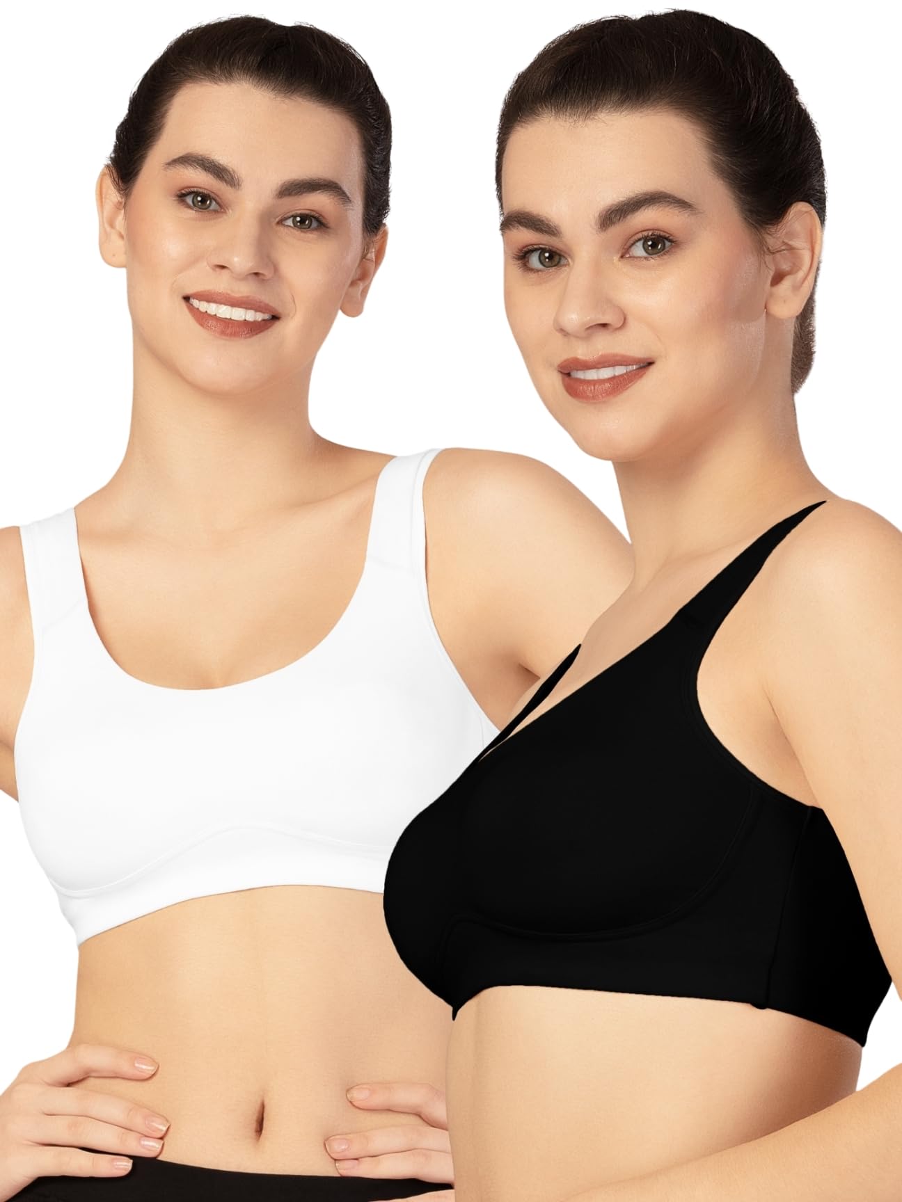lovable Women's Cotton Non-Padded Wirefree Slip-On Sports Bra - Full Coverage Seamless - Actual Color May Vary (Assorted Pack of 2) - SPRT#L04124-picture-42