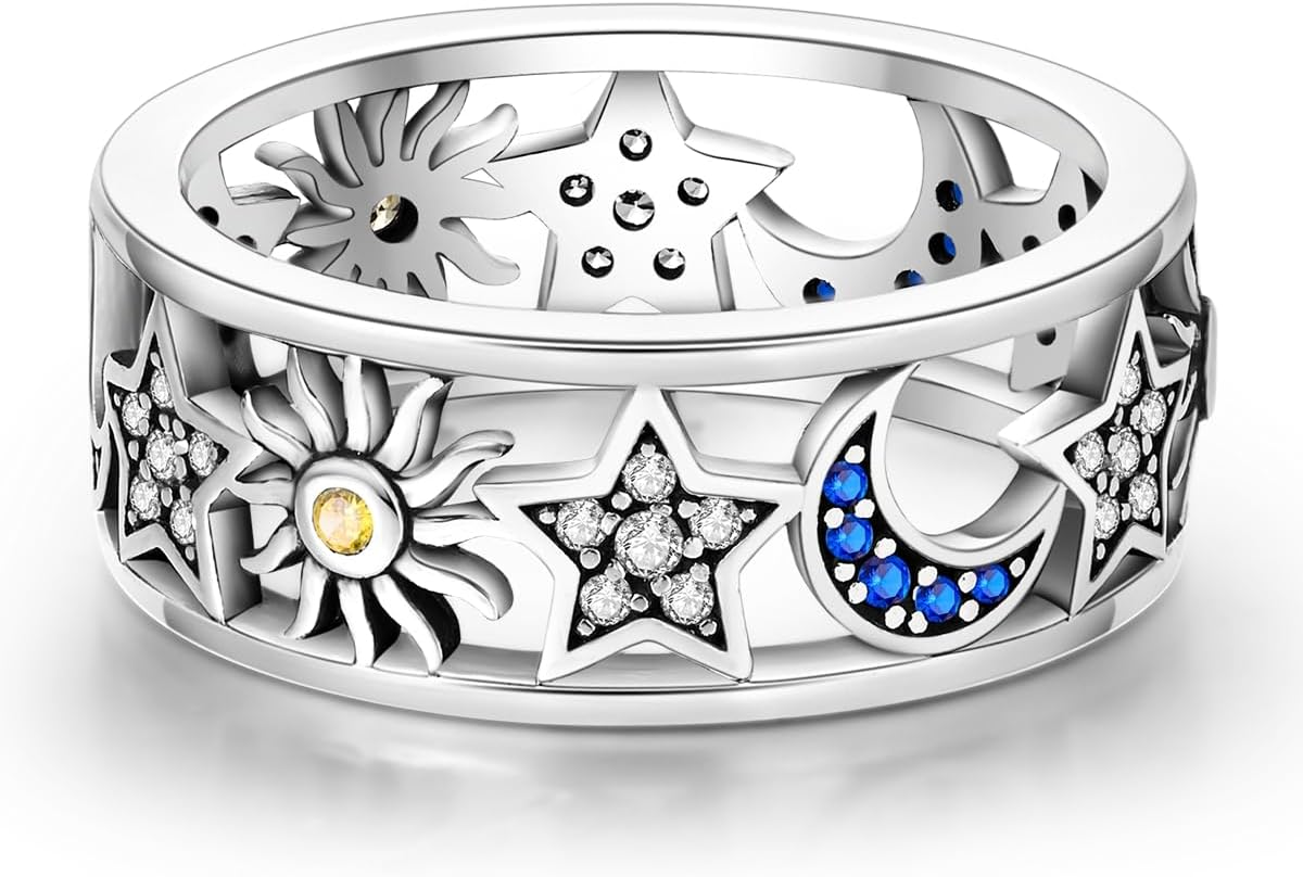 Hapour 925 Sterling Silver Rings for Women Cubic Zirconia Eternity Bands for Women Stackable Vintage Rings Statement Rings - Image 2