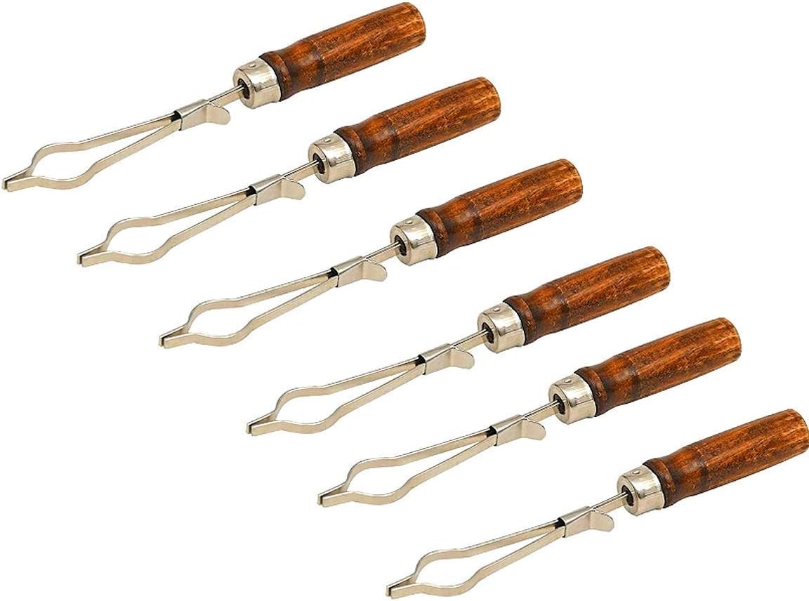 Sciencolab Test Tube Holder with wooden handle for holding test tubes (15mm - 25mm Diameter) for lab use and industry use (Pack of 6)