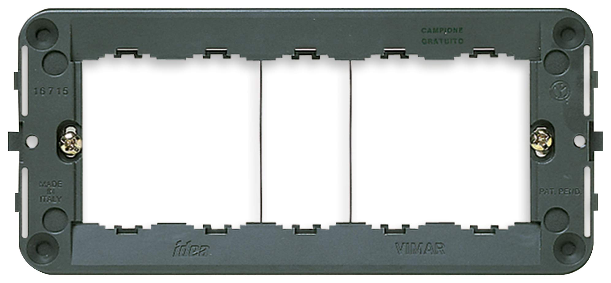 Vimar 16715 IDEA Supporto 5 moduli, con viti, per scatole 5 moduli, dimensioni 16.8 x 7.54 x 2.68 cm, grigio