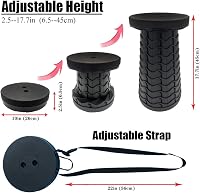 Scaun de camping pliabil și reglabil FIEMACH, generația a doua, pentru pescuit, camping, drumeții, trekking, utilizare în interior, negru, capacitate maximă 180 kg (397 lb) 2