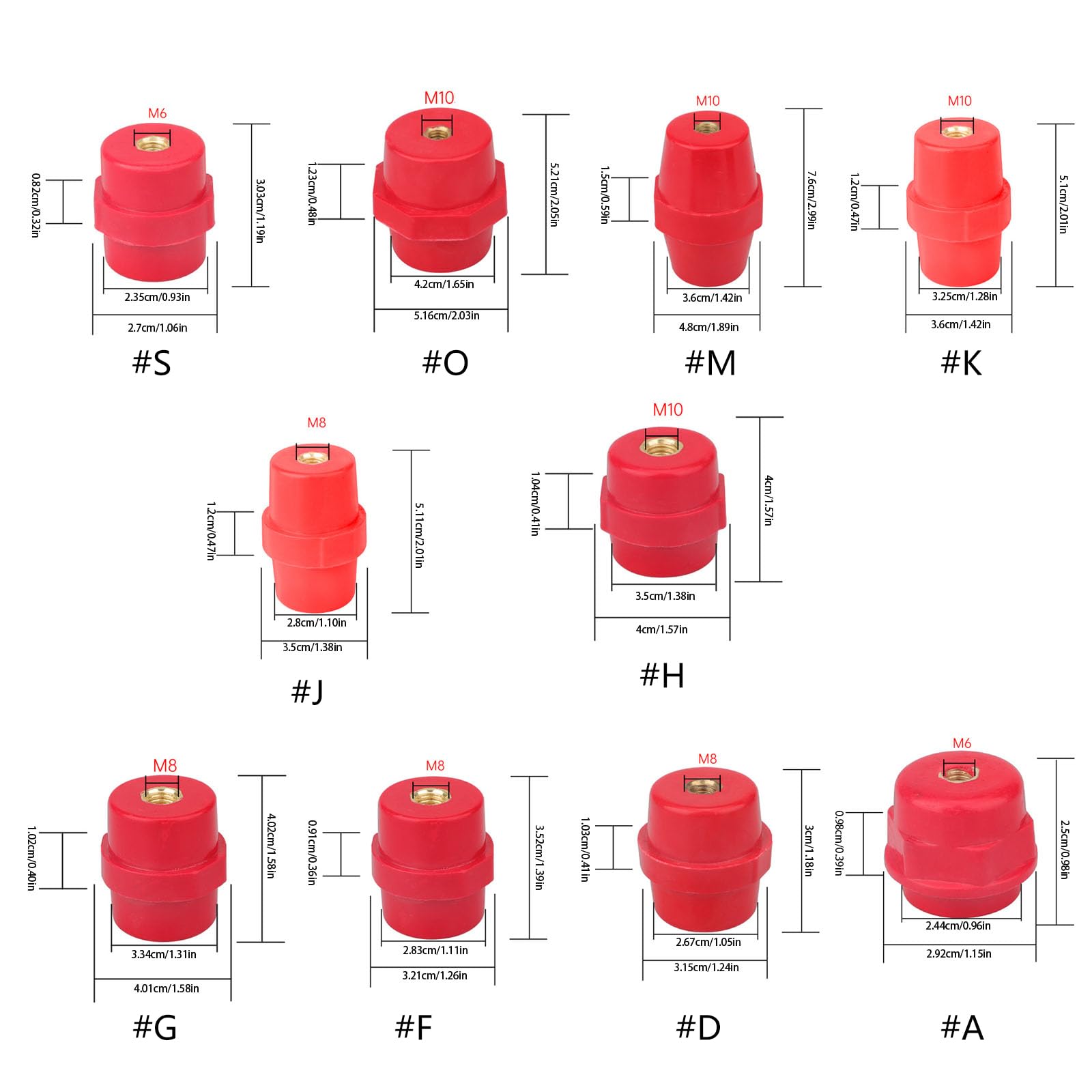 Lot de 10 isolateurs de barres omnibus de 8 mm en polyester isolateur de distribution haute tension basse tension, pilier isolateur haute résistance de barre collectrice isolateur de support
