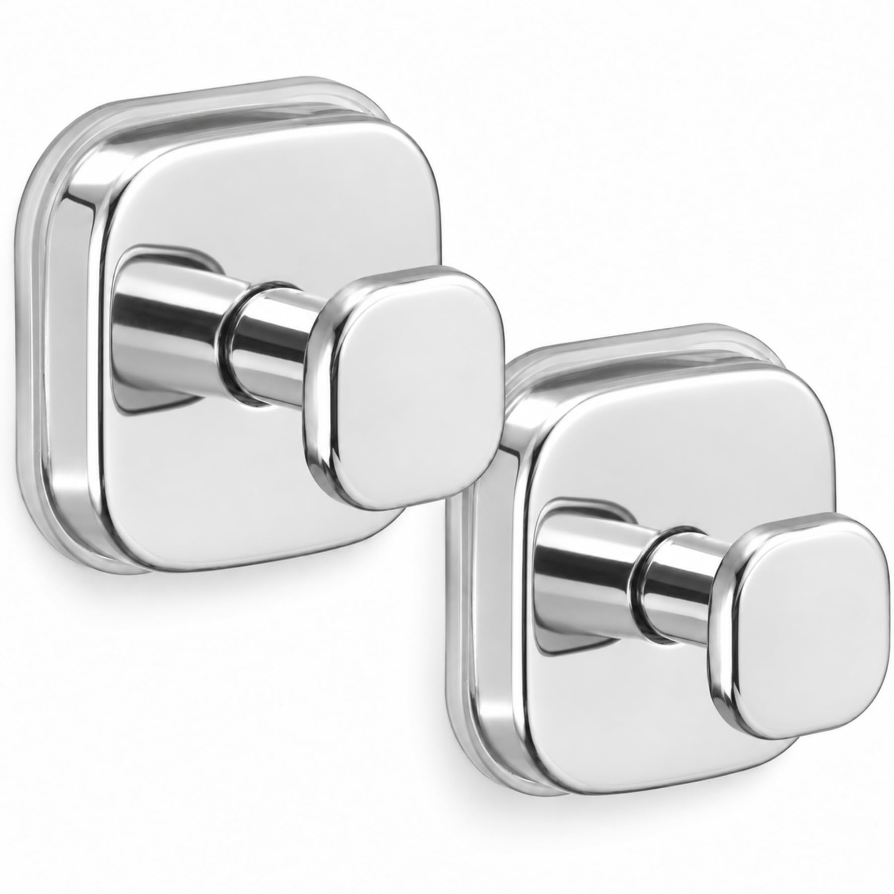 Suction Cup Hooks for Shower, Bathroom Towel, Robe and Loofah Storage(2, Chrome Polished)