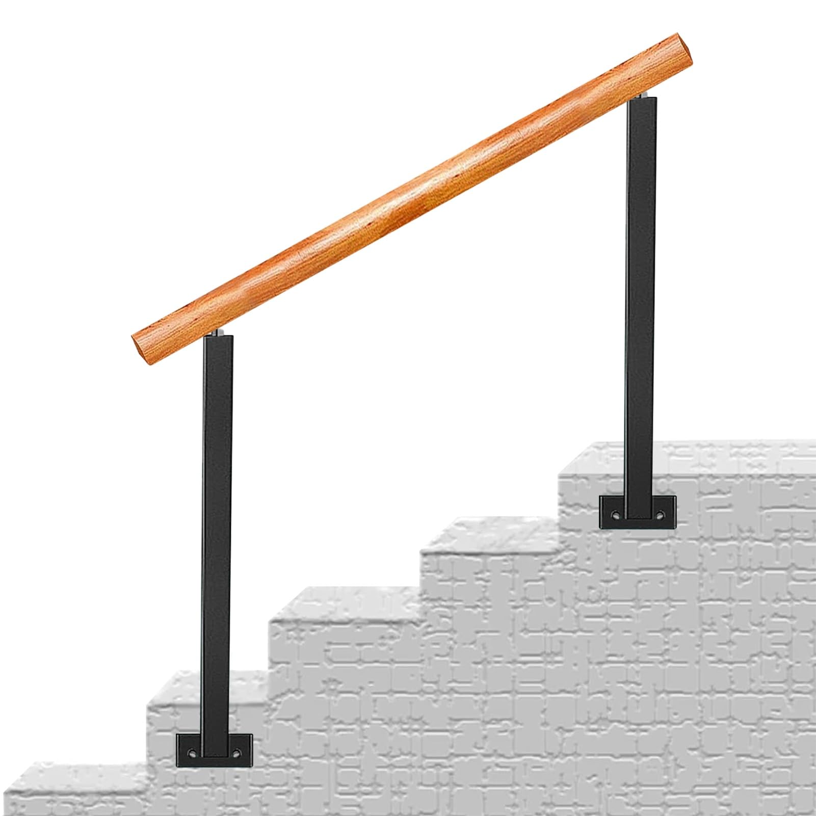 GLDYTVF Wooden Handrails for Outdoor Steps Side Mount Stair Railing Fits 1-3 Steps Transitional Handrail for Exterior Steps, Hand Railings Balustrade Guardrail for Decking(Height 85cm,80cm