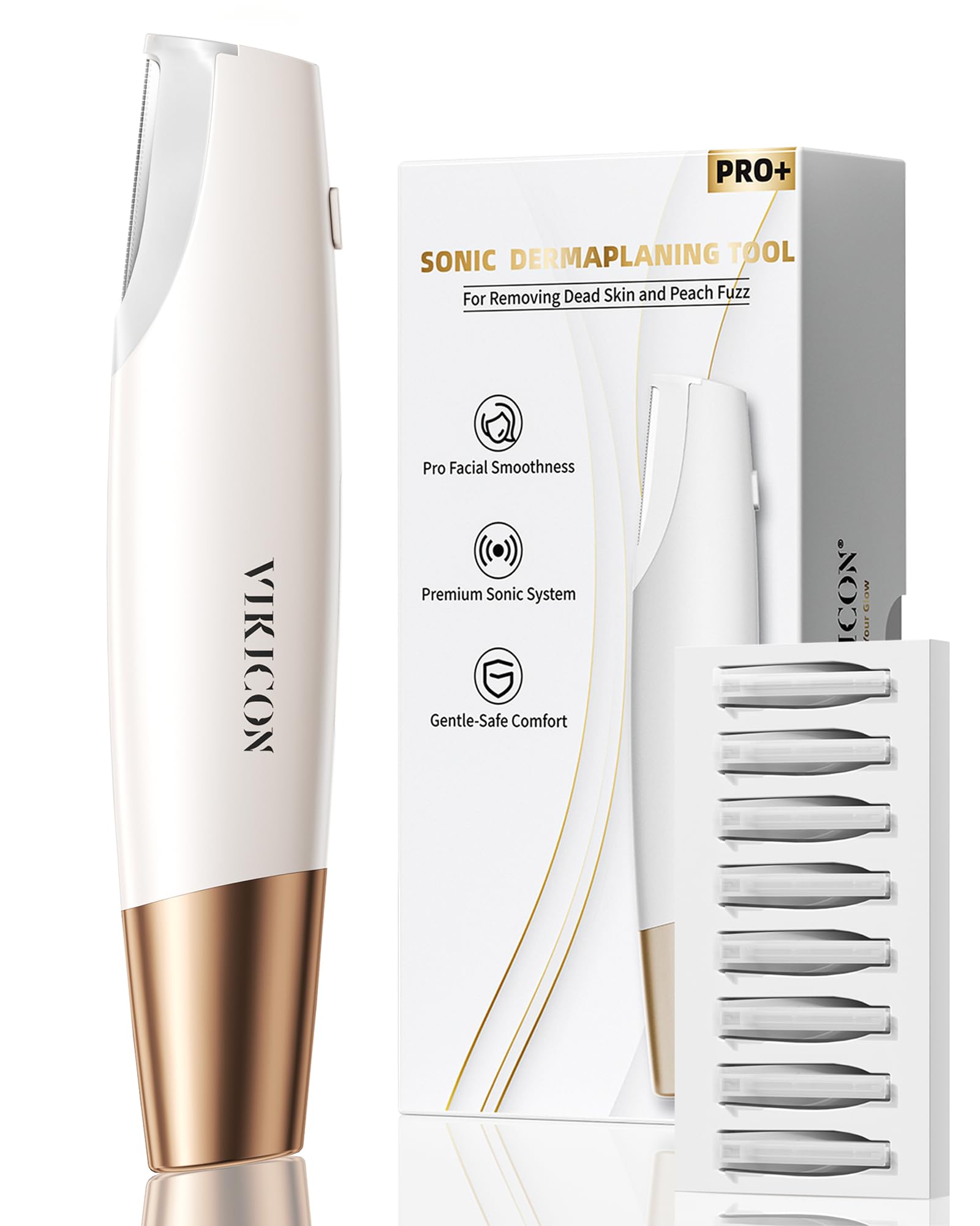 Photo 1 of Professional Sonic Dermaplane Razor for Women Face, 3 Speed Dermaplaning Tool for Peach Fuzz & Exfoliation, Eyebrow & Face Hair Remover, Smooth Skin Pro System with 8 Refill Blades – White