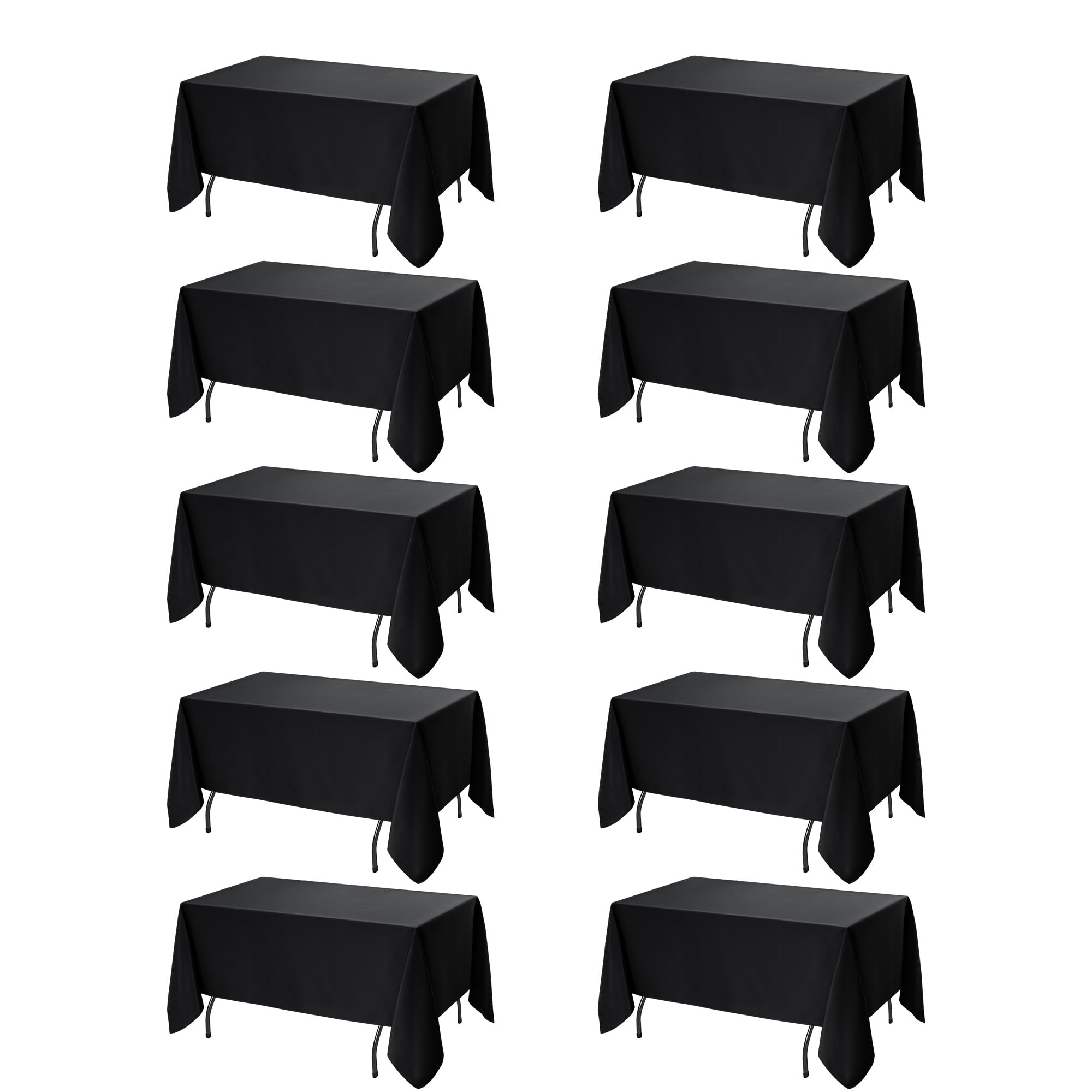 10-Pack Black Tablecloths for Rectangle Tables, 60 x 120 Inches