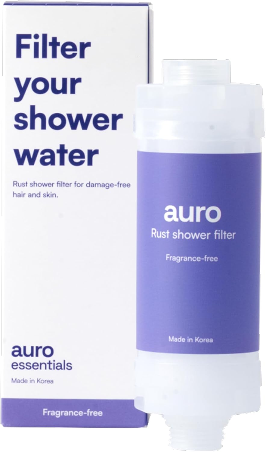 Auro Essentials Rust Shower Filter (1 Count) – Korea-Made, Universal Fit, Removes Rust & Sediment, Prevents Hair Discoloration & Breakouts, Ideal for UAE Homes